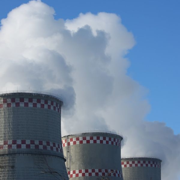 Smoke billowing out from a gas-fired power plant